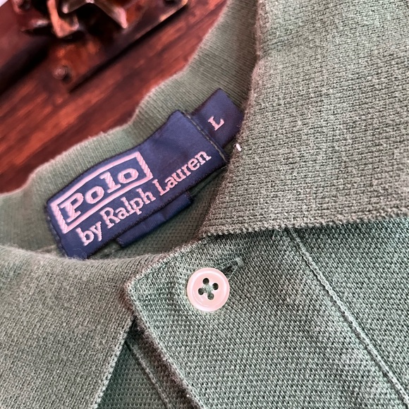 Polo by Ralph Lauren, Collared shirt. Ladies size large. Faded dark green. - Picture 2 of 2